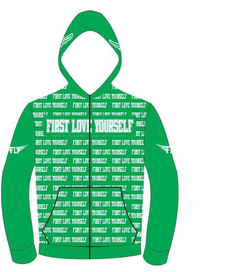 FIRST LOVE YOURSELF ZIP HOODIE