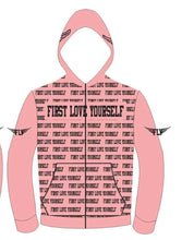 Load image into Gallery viewer, FIRST LOVE YOURSELF ZIP HOODIE
